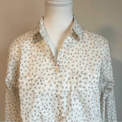 Madewell Star Print Button Down Shirt Size Small Beige