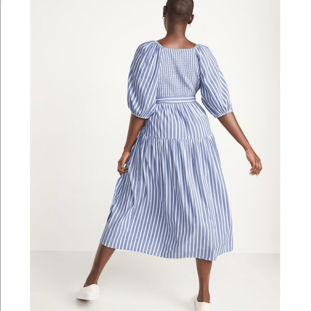 Old Navy Waist-Defined Striped Tie-Belt Midi Wrap Dress NEW Plus Size 4X