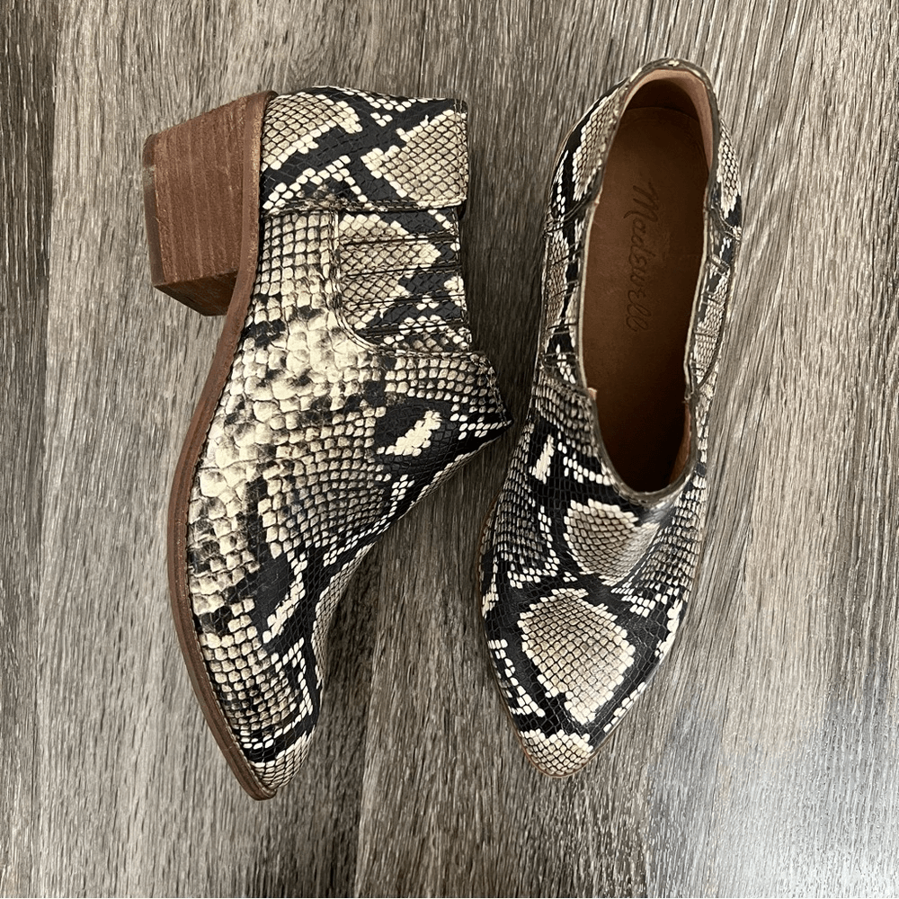Madewell Chelsea Snakeskin Boots Leather Upper Size 8