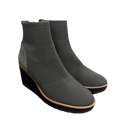 Eileen Fisher Amos London Grey Knit Wedge Ankle Boots Size 9