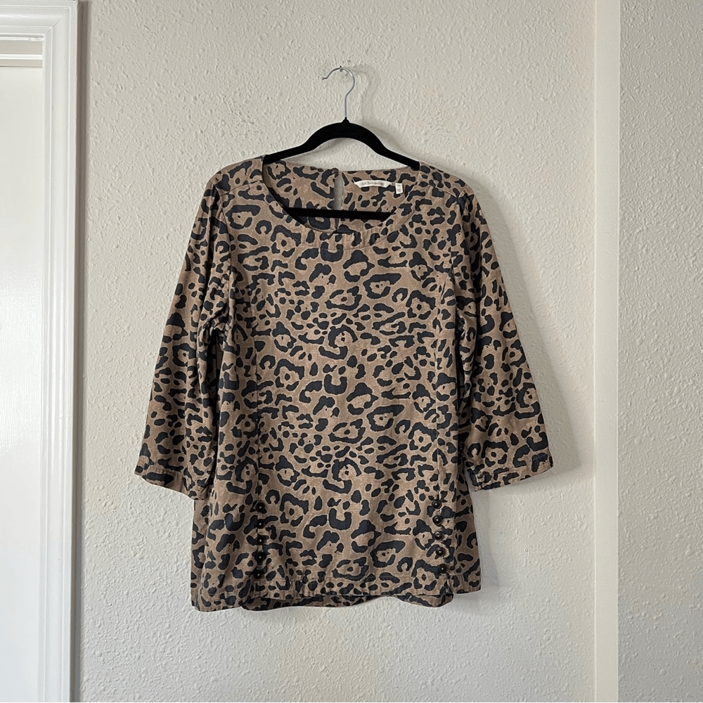 Soft Surroundings Leopard Print  Raelynn Lyocell Pullover Blouse Size Medium