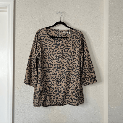 Soft Surroundings Leopard Print  Raelynn Lyocell Pullover Blouse Size Medium