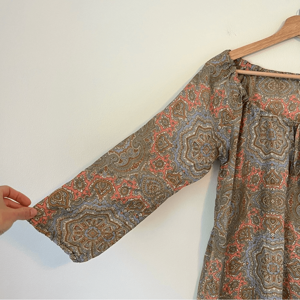 J. Crew Harbor Paisley 100% Silk Tunic Top Size Medium