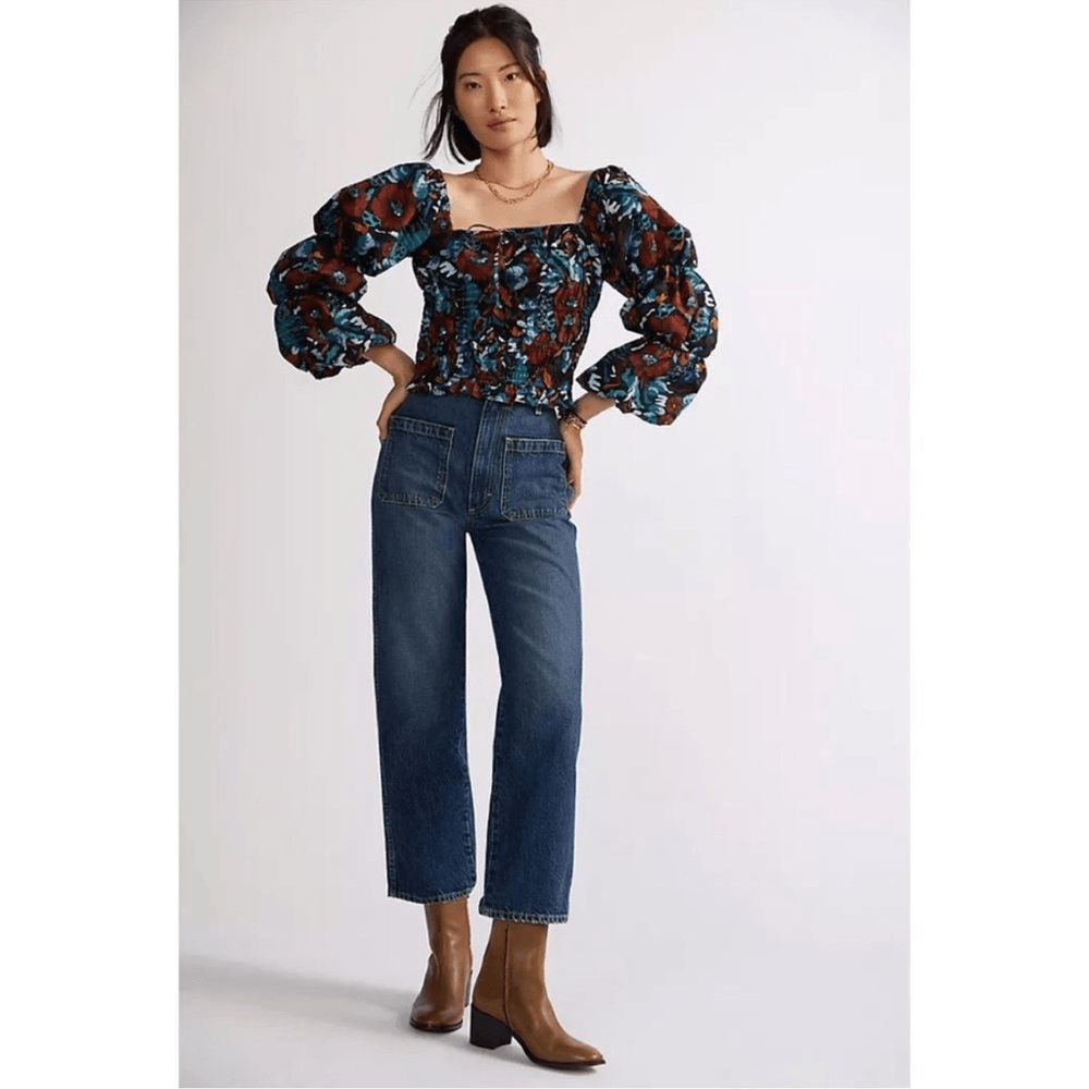 Anthropologie Porridge Tiered Poplin Blouse NEW Size Medium