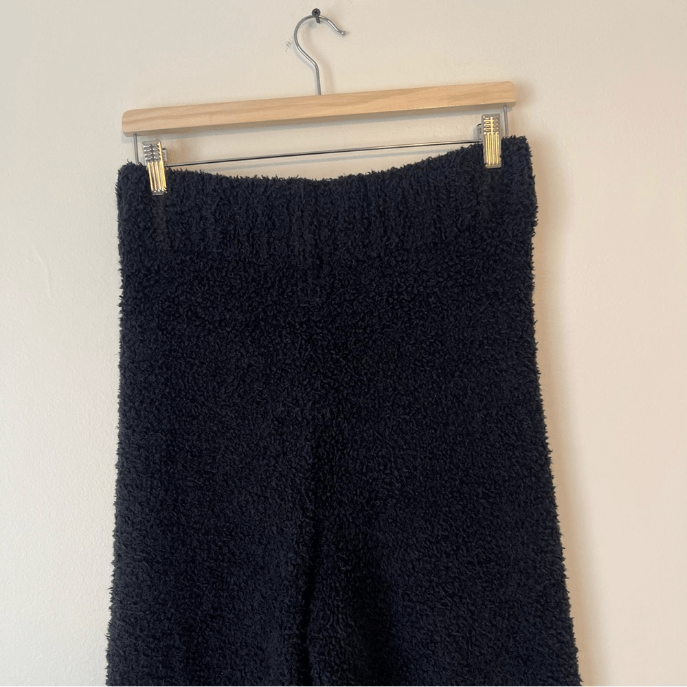 SKIMS Cozy Knit Fuzzy Teddy Sherpa Pants in Black Wide Leg Stretch Lounge