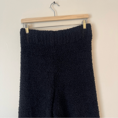 SKIMS Cozy Knit Fuzzy Teddy Sherpa Pants in Black Wide Leg Stretch Lounge