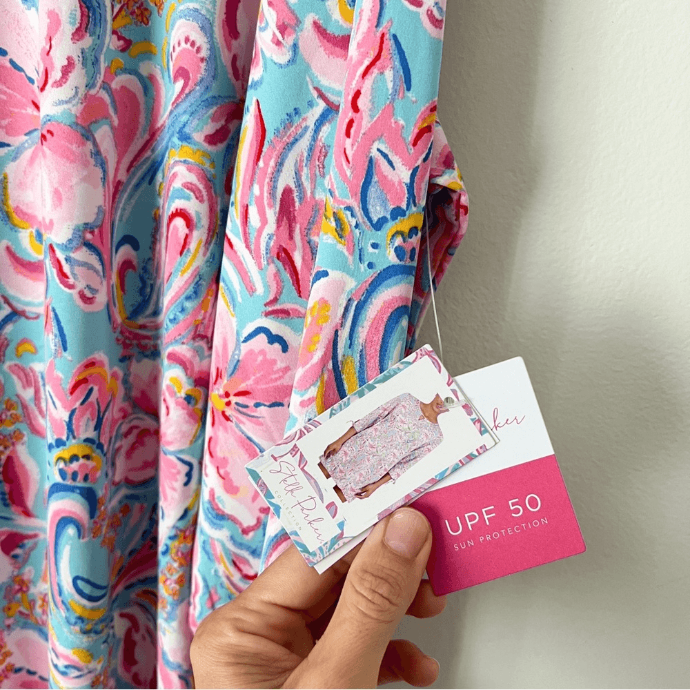 Stella Parker Bayou Blooms UPF50 Tunic Dress NEW Size XXL Pink Blue Floral Beach