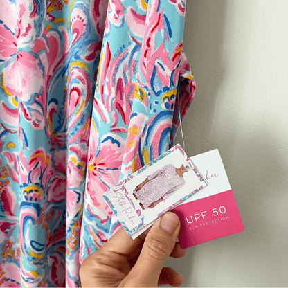 Stella Parker Bayou Blooms UPF50 Tunic Dress NEW Size XXL Pink Blue Floral Beach