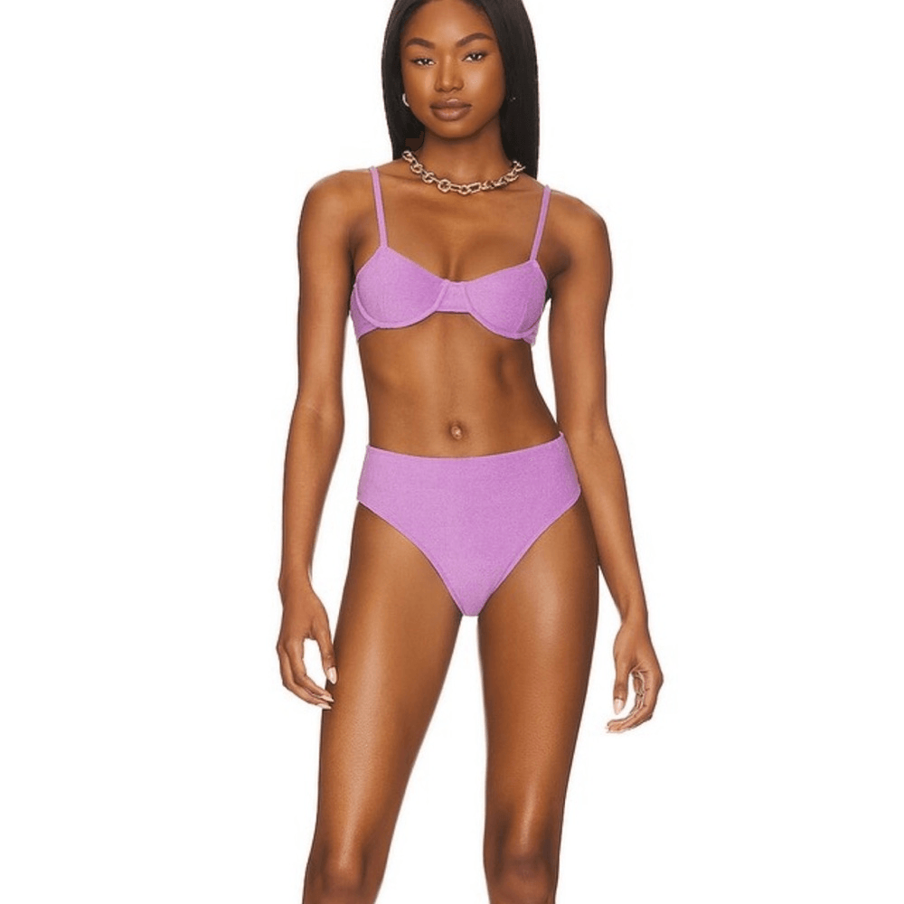Faithfull The Brand Citra Bikini Bottom in Grape NEW Size 12/XXL