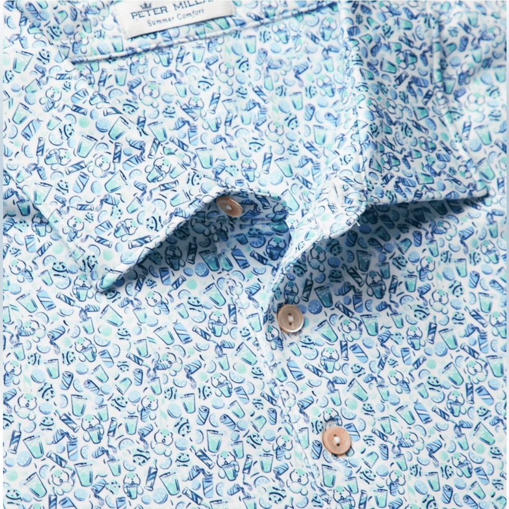 Peter Millar Dazed & Transfused Printed Tech Jersey Golf Polo Shirt Size XXL