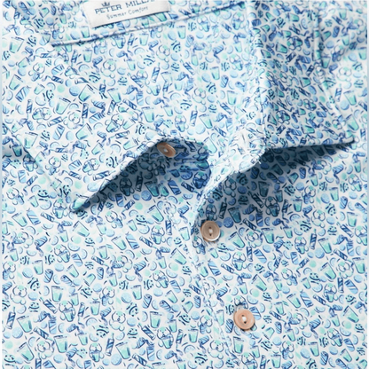 Peter Millar Dazed & Transfused Printed Tech Jersey Golf Polo Shirt Size XXL