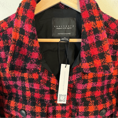 Sanctuary The Shacket Plaid Jacket NEW Size XL Wool Blend