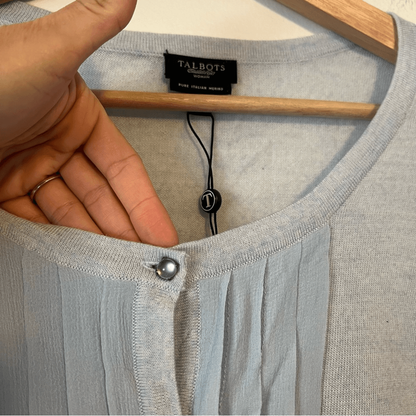 Talbots Italian Merino Wool Sweater Cardigan NEW Plus Size 2X Silk Trim