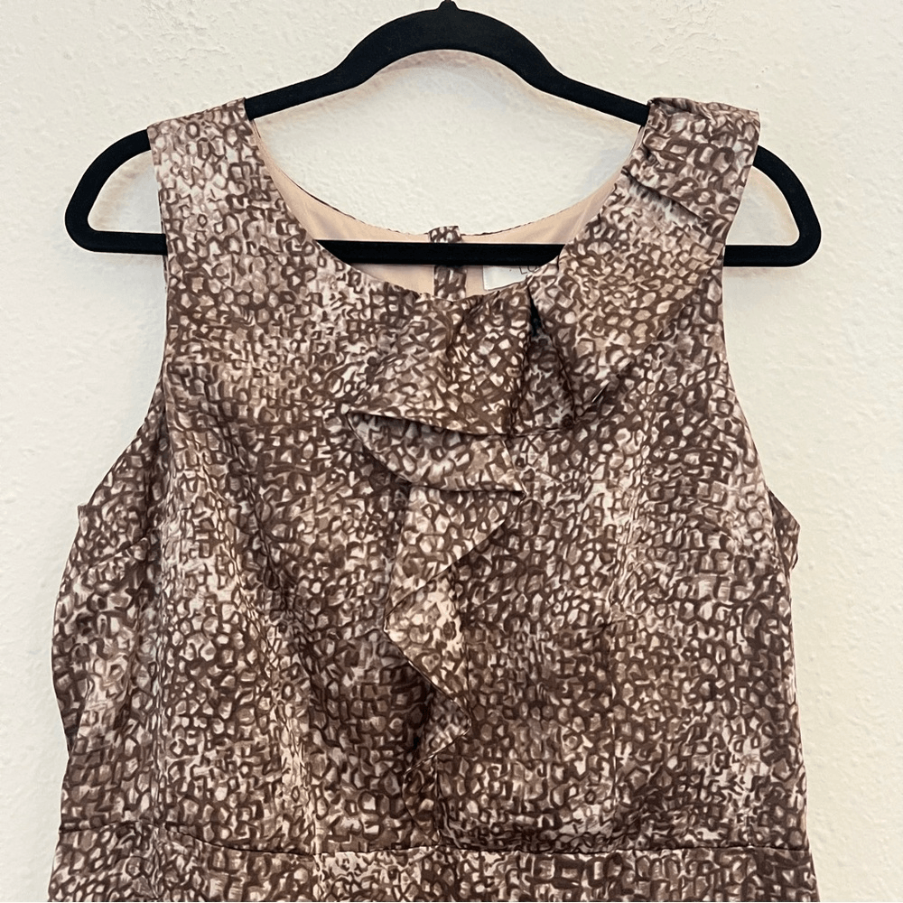 Ann Taylor LOFT Sleeveless Ruffle Printed Sheath Dress Size 14