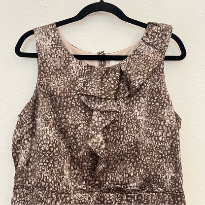 Ann Taylor LOFT Sleeveless Ruffle Printed Sheath Dress Size 14