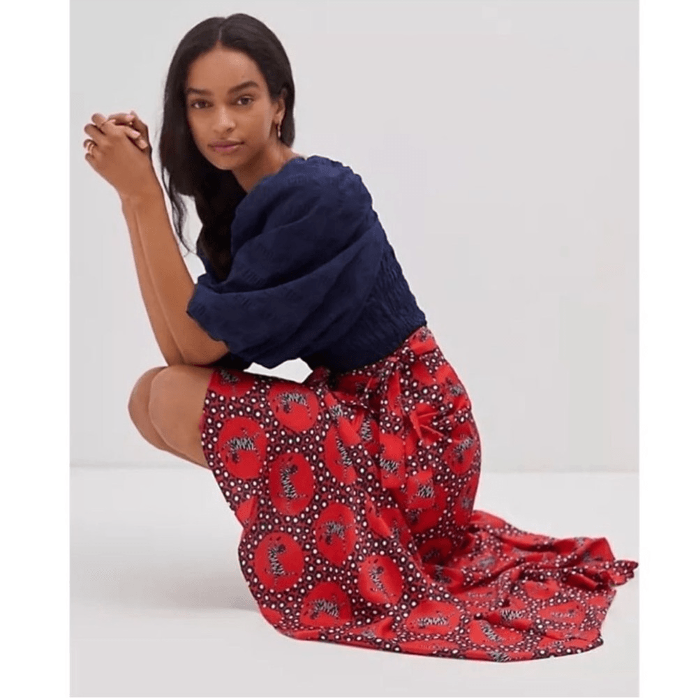 Anthropologie Liv Lee Ruffled Wrap Maxi Skirt NEW Size Small