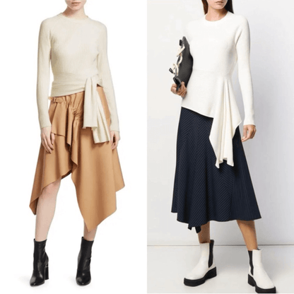 3.1 Phillip Lim Ribbed Sweater With Waist Tie Antique White Beige Size Small