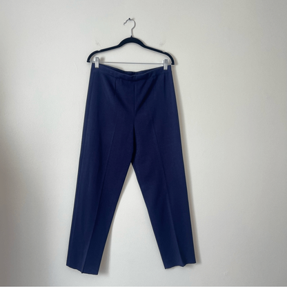 Ming Wang Straight Leg Knit Pull on Pants Navy Blue Size Large Petite