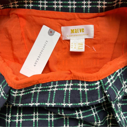 Anthropologie Maeve Plaid Pinafore Skirt NEW Size 6