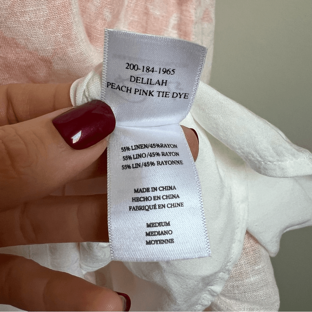 Revolve RAILS Delilah Linen Midi Dress in Peach Pink Tie Dye Size Medium