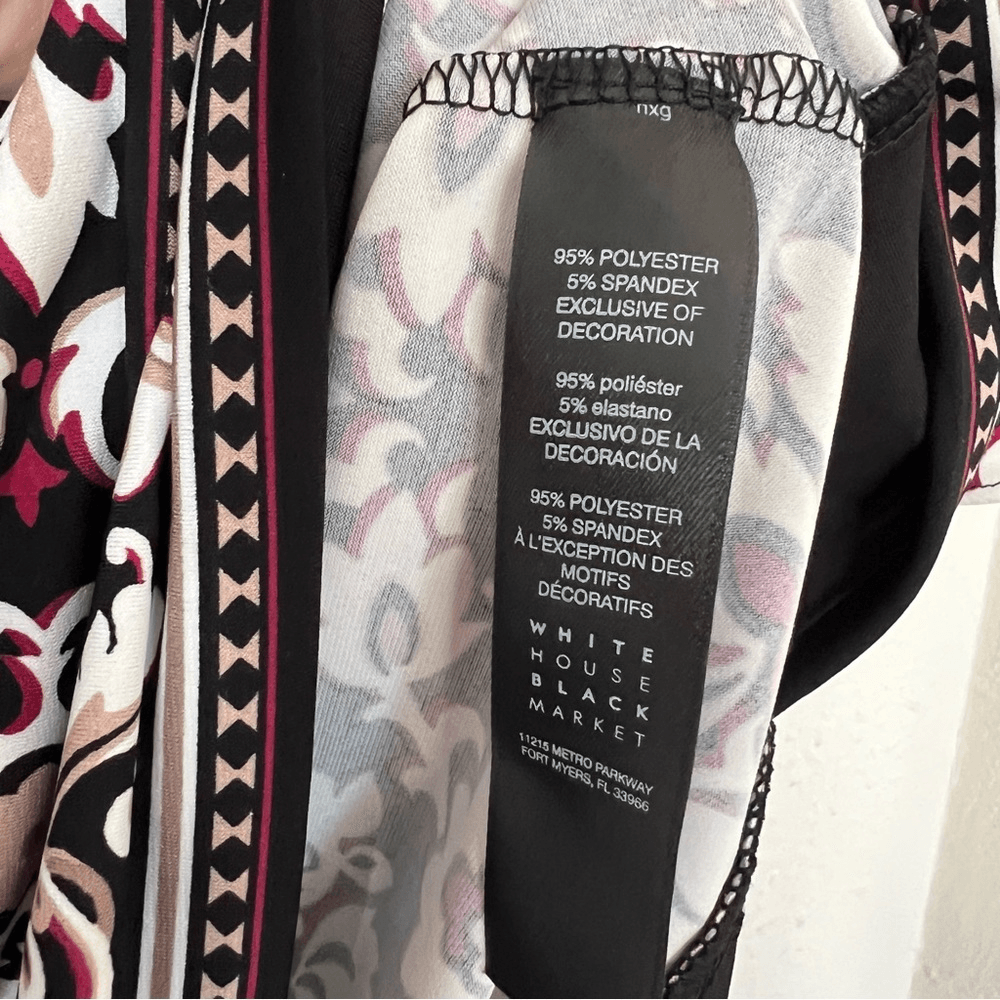 White House Black Market 3/4-Sleeve Matte Jersey Printed Tunic Size XS