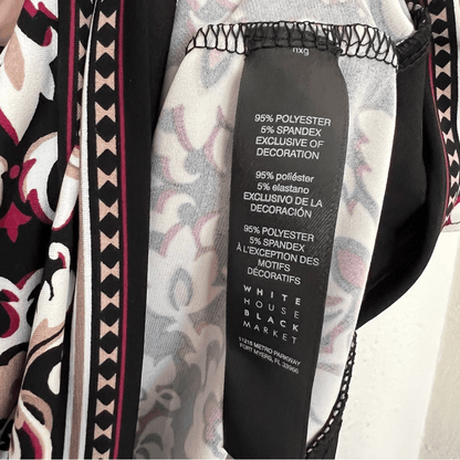 White House Black Market 3/4-Sleeve Matte Jersey Printed Tunic Size XS