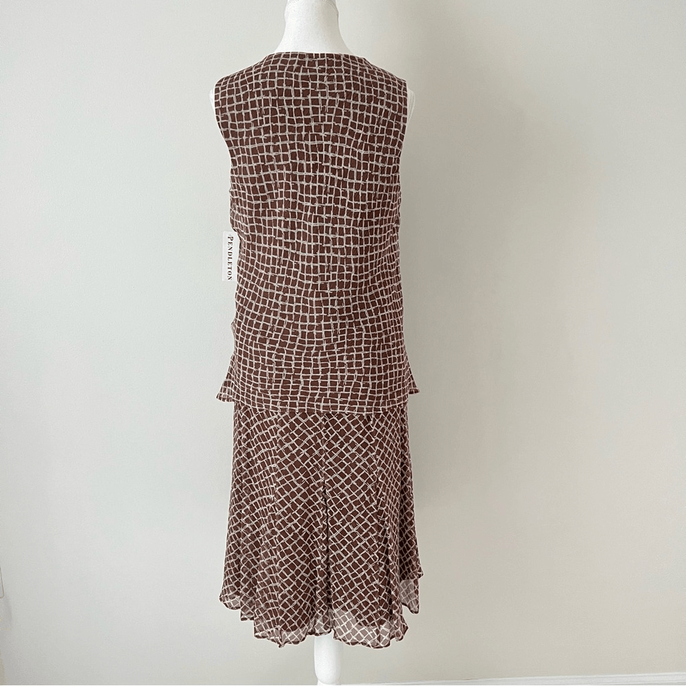 Pendleton Silk Geoprint 2 Piece Set NEW Sleeveless V-Neck Top & Midi Skirt Sz 8