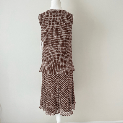 Pendleton Silk Geoprint 2 Piece Set NEW Sleeveless V-Neck Top & Midi Skirt Sz 8