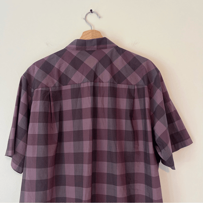 Travis Mathew Mens Short Sleeve Button Up Shirt Purple Check Print Size XL