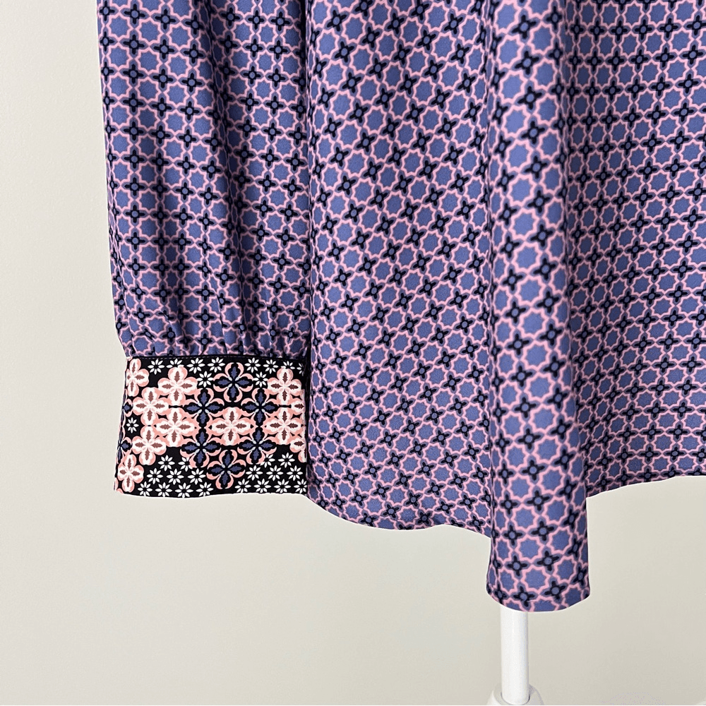 Loft Plus Printed Long Sleeve Blouse Size 20 in Purple