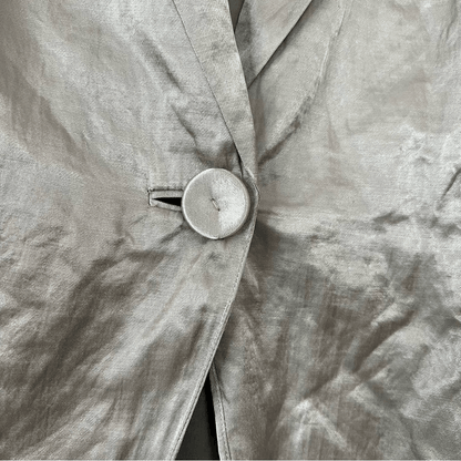 Eileen Fisher Steel Satin Long Blazer Jacket Size Large