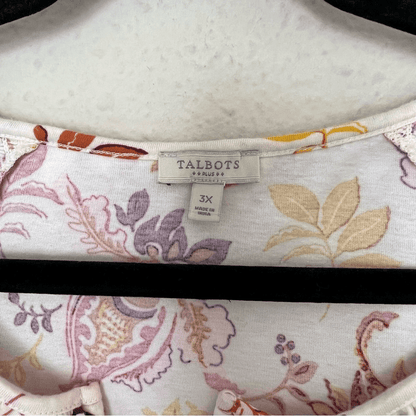 Talbots Floral Long Sleeve Cotton Blouse Plus Size 3X