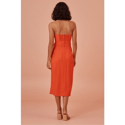Finders Keepers Chiquita Strapless Midi Dress NEW Size XS Orange