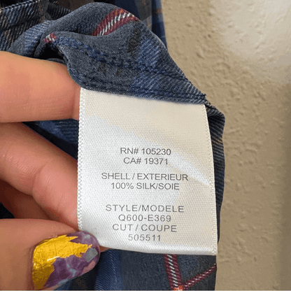 Equipment Femme Reese Plaid Silk Button Down Shirt Size XS