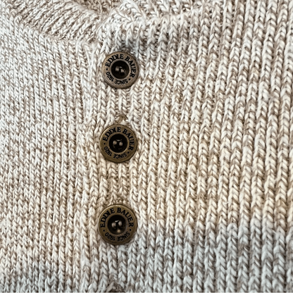 Vintage Eddie Bauer Men’s Chunky Knit 100% Cotton Sweater in Cream XL Fisherman