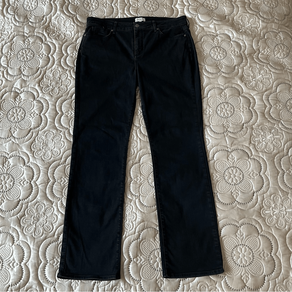 NYDJ Lift Tuck Tech Slim Straight Jeans in Black Size 14