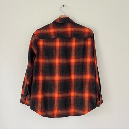Taylor Swift Evermore Flannel Button Down Shirt Size Small Old Navy Orange Gray