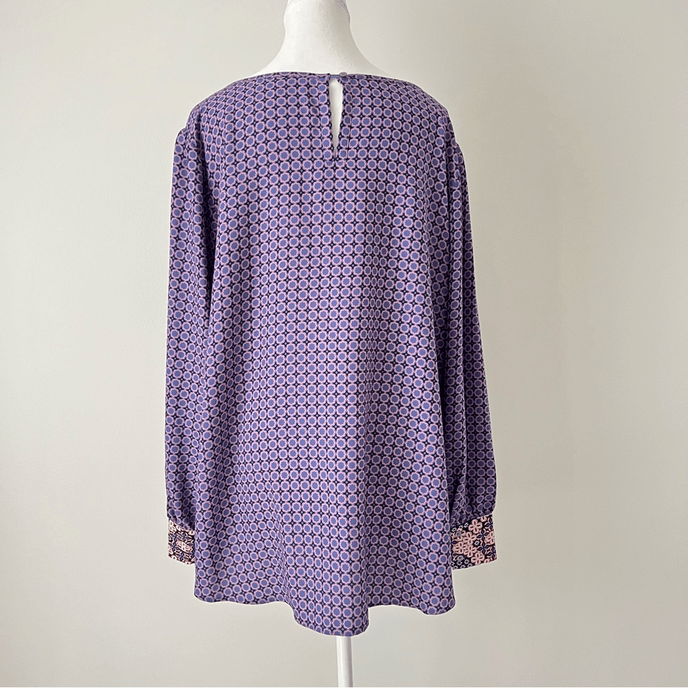 Loft Plus Printed Long Sleeve Blouse Size 20 in Purple