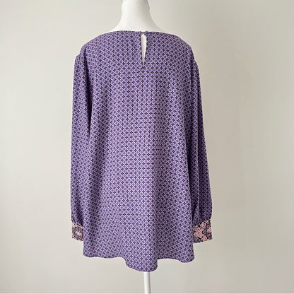 Loft Plus Printed Long Sleeve Blouse Size 20 in Purple