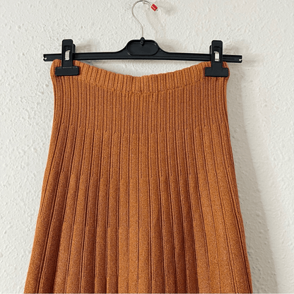 RONNY KOBO Laine Pleated Shimmer Knit Midi Maxi Skirt Size Small