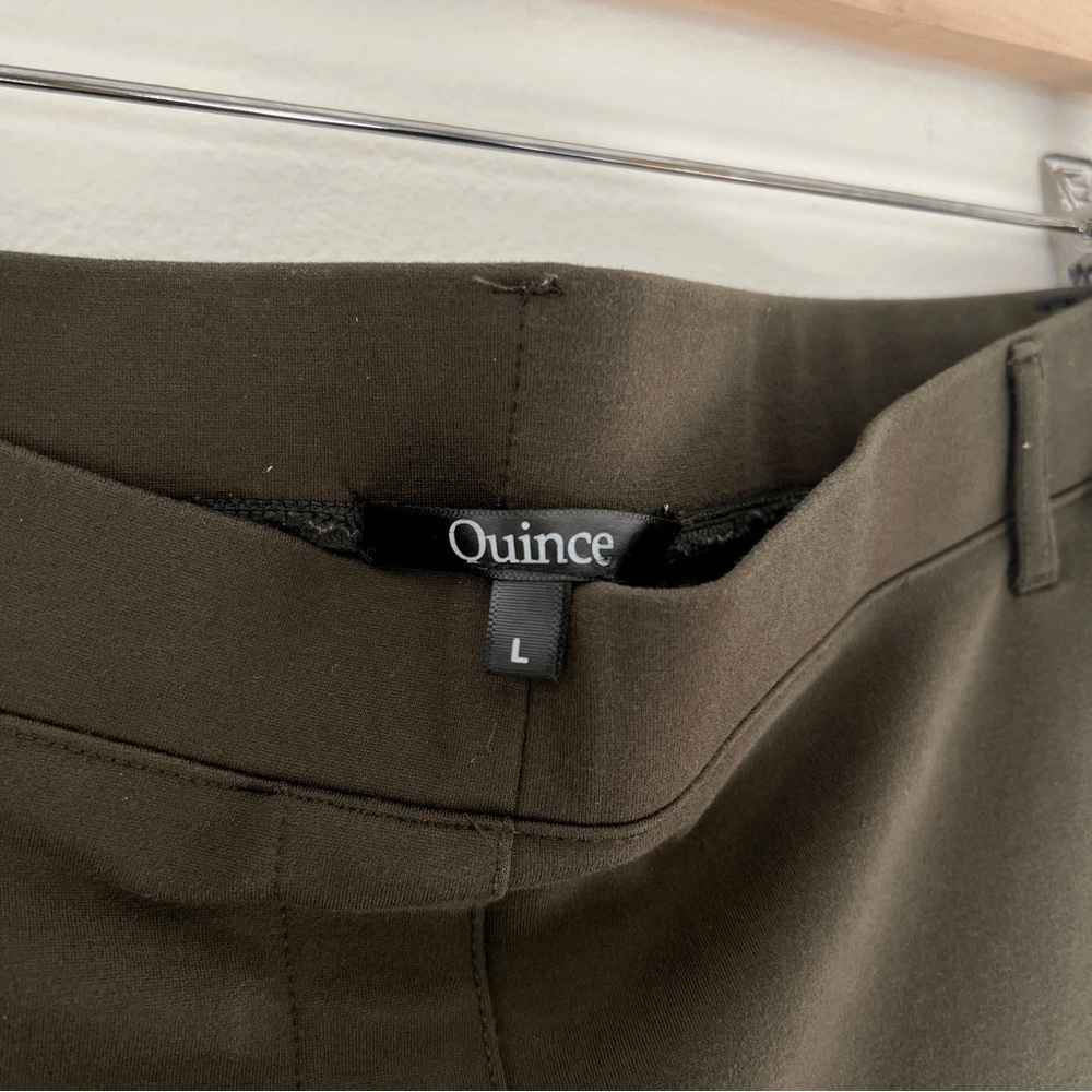 Quince Olive Green Ultra Stretch Ponte Bootcut Pull On Pants Size Large Petite