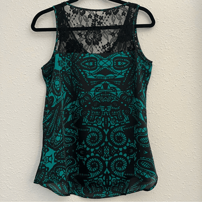 EXPRESS Printed Lace Sleeves Blouse Top Size Small