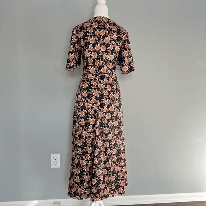 Acler Tippet Floral Flutter Sleeve Midi Dress Size 2