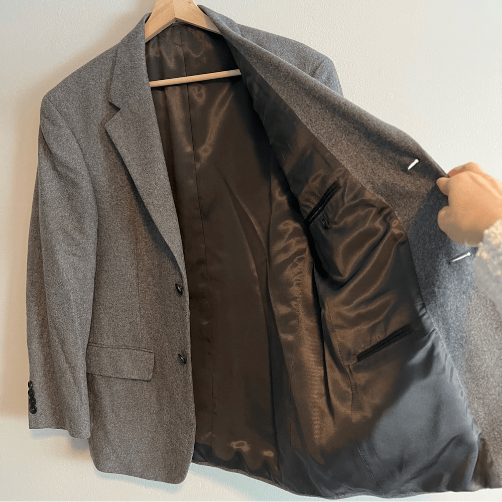 Oscar de la Renta Blazer Wool Cashmere Blazer Jacket Mens 40 S Gray