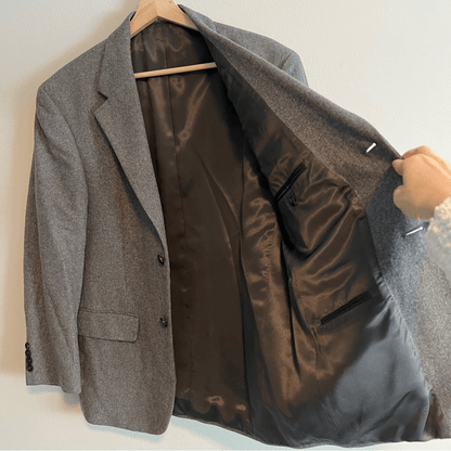 Oscar de la Renta Blazer Wool Cashmere Blazer Jacket Mens 40 S Gray