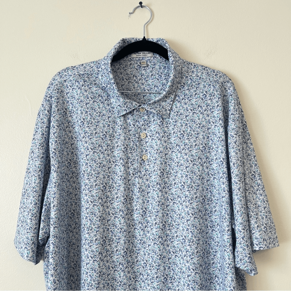 Peter Millar Dazed & Transfused Printed Tech Jersey Golf Polo Shirt Size XXL