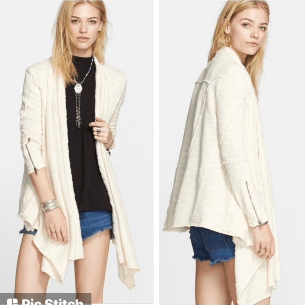 Free People In the Loop Open Front Cardigan in Cream Size Small