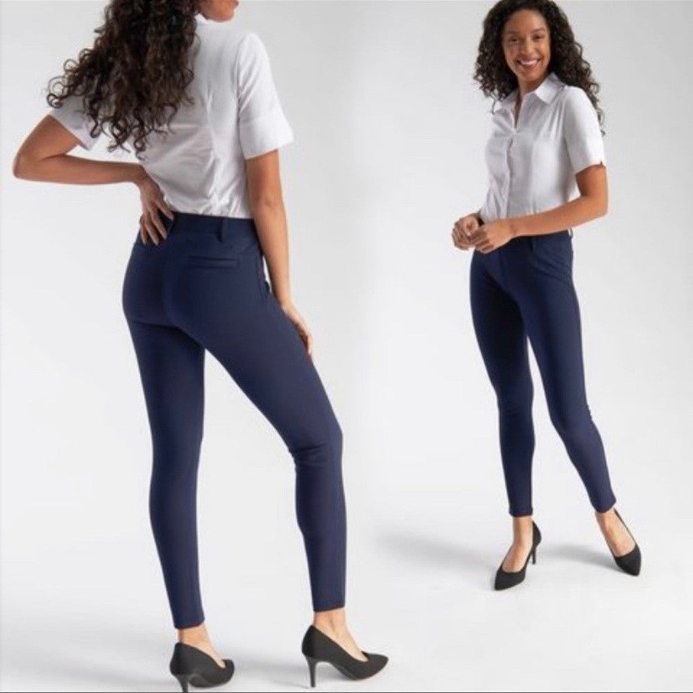 Betabrand Navy Blue Classic Skinny Leg Yoga Dress Pants Women's Size Small