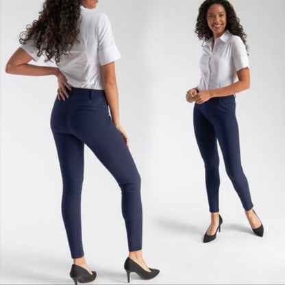 Betabrand Navy Blue Classic Skinny Leg Yoga Dress Pants Women's Size Small