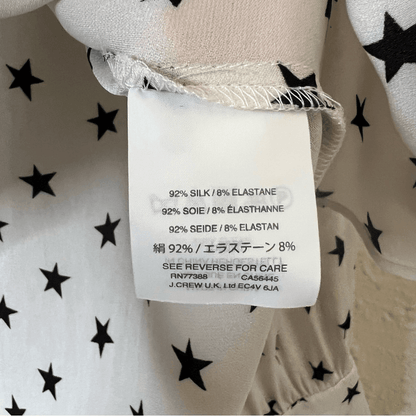 J. Crew Long Sleeve Silk Blouse Top Size 6 Off White Star Printed Ruffle